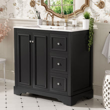 Load image into Gallery viewer, Bathroom Vanity With Sink, Soft-Close Doors, Adjustable U-Shelf, 3 Drawers