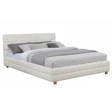 Load image into Gallery viewer, Modern Platform Bed With Upholstered Grid-Patterned Headboard