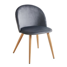 Load image into Gallery viewer, Velvet Metal Dining Side Chair - Charcoal / Oak