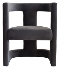 Load image into Gallery viewer, Velvet Contemporary Pierced Back Arm Chair - Dark Gray