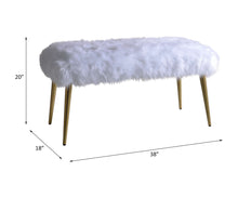 Load image into Gallery viewer, Bagley II - Faux Fur Bench - White / Gold