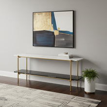Load image into Gallery viewer, Genuine Marble And Stone Console Table With Shelf - White / Gold