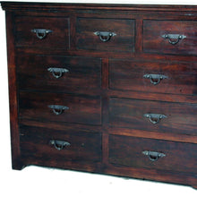 Load image into Gallery viewer, Distressed Solid And Reclaimed Wood Nine Drawer Double Dresser - Brown