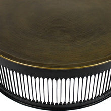 Load image into Gallery viewer, Round Drum Shaped Brass Coffee Table - Black