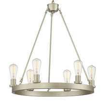 Load image into Gallery viewer, 27" Candle Style Six Light Metal Dimmable Chandelier - Silver