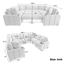 Load image into Gallery viewer, Modern U-Shaped Sectional Sofa Convertible Pull-Out Sofa Bed With USB Ports And Cup Holders