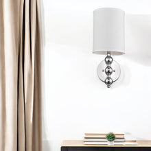 Load image into Gallery viewer, Wall Light With Linen Fabric Shade - Chrome Silver