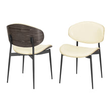 Load image into Gallery viewer, Upholstered Faux Leather Curved Back Dining Side Chairs (Set of 2) - White