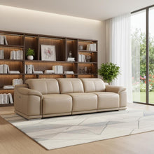 Load image into Gallery viewer, Leather Reclining Stainless Steel USB Sofa - Beige