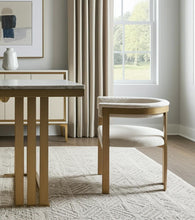 Load image into Gallery viewer, Upholstered Velvet Slat Back Dining Arm Chair - Beige