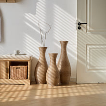 Load image into Gallery viewer, 3 Piece Artificial Rattan Floor Vase Set Decorative Accent For Living Room, Hallway & Entryway, Ideal For Dried Or Silk Flower Arrangements - Beige