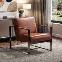 Load image into Gallery viewer, Genuine Leather Arm Chair - Camel And Black