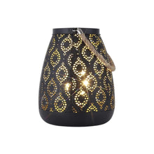 Load image into Gallery viewer, Metal Battery Operated Pierced Geometric Lantern - Black