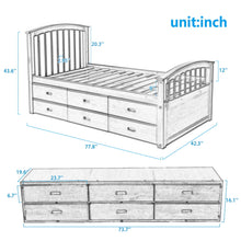 Load image into Gallery viewer, Platform Storage Bed Solid Wood Bed With 6 Drawers