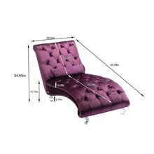 Load image into Gallery viewer, Velvet Chaise Lounge Indoor, Button Tufted Upholstered Chaise Lounge Chair With Pillow