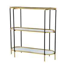 Load image into Gallery viewer, 3 Tier Metal Console Table, Mirrored Shelf - Golden Black