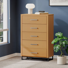 Load image into Gallery viewer, Glimmering Chest With 5 Drawers And Iron Base - Maple / Black