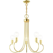 Load image into Gallery viewer, 26" Five Light Dimmable Chandelier With Shades - Brass