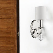 Load image into Gallery viewer, Three Light Wall Sconce With Fabric Shade - Silver / White