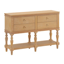 Load image into Gallery viewer, Console Table With 4 Soft Close Drawers, Thick Bottom Shelf For Living Room - Natural