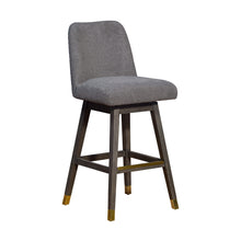Load image into Gallery viewer, Upholstered And Solid Wood Swivel Bar Height Bar Chair - Gray