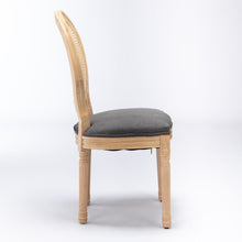 Load image into Gallery viewer, French Style Solid Wood Frame Antique Painting Fabric Rattan Back Dining Chair (Set of 2)