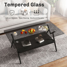 Load image into Gallery viewer, Rectangle Coffee Table With Tempered Glass Top And Shelf, Modern Table For Living Room