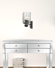 Load image into Gallery viewer, Metal And Pebbled Glass Two Light Wall Sconce - Bronze