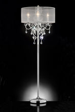 Load image into Gallery viewer, Steel Three Light Candelabra Floor Lamp With Drum Shade - Silver White