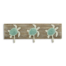 Load image into Gallery viewer, Coastal Sea Turtle Three Hook Coat Hanger - Brown