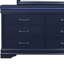 Load image into Gallery viewer, Solid Wood Six Drawer Double Dresser With Led - Blue