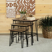 Load image into Gallery viewer, 3 Piece Nesting Table With Hairpin Legs - Brown