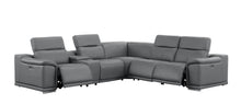 Load image into Gallery viewer, Leather Modular L Shaped Six Piece Corner Sectional With Console - Battleship Gray