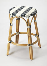 Load image into Gallery viewer, Natural Rattan Backless Counter Height Bar Chair - Blue / White