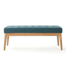 Load image into Gallery viewer, Vibratory - Button Tufted Upholstered Ottoman With Splayed Wooden Legs - Teal / Natural