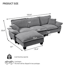 Load image into Gallery viewer, Modular Sectional Sofa With Movable Ottoman & Pillows