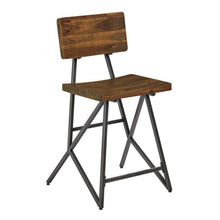 Load image into Gallery viewer, Trestle Counter Stool With Reclaimed - Reclaimed Brown / Gun Metal