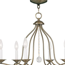 Load image into Gallery viewer, 26" Six Light Dimmable Chandelier With Shades - Antiqued Brass