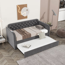 Load image into Gallery viewer, Upholstered Daybed With Trundle And USB Charging Design