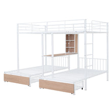 Load image into Gallery viewer, Triple Bunk Bed With Drawers, Multi-Functional Frame With Desks And Shelves In The Middle