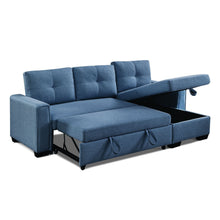 Load image into Gallery viewer, Polyester Blend Convertible Futon Sleeper Sofa With Black Legs - Blue
