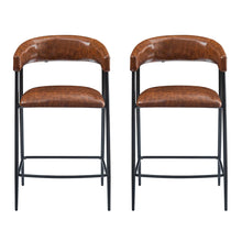 Load image into Gallery viewer, Counter Stools (Set of 2), Upholstered Counter Stools With Iron Frame, Backrest, Footrest, Arm Counter Stools For Home Bar, Kitchen Counter - Brown