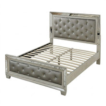 Load image into Gallery viewer, Glamorous Tufted Headboard Bed With Mirror Trim