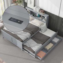 Load image into Gallery viewer, Platform Bed With Storage Headboard, USB, Trundle And 3 Drawers