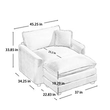 Load image into Gallery viewer, Classic Modern Comfortable Single Chair Deep Seat Sofa With Footstool