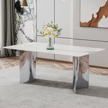 Load image into Gallery viewer, Modern Minimalist Dining Table With Marble Glass Top