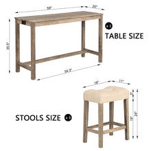 Load image into Gallery viewer, 4 Piece Bar Table Set With Power Outlet, 3 Padded Stools