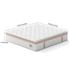 Load image into Gallery viewer, 14", Firm Hybrid Mattress, Gel Memory Foam & Pocket Springs, Pressure Relief, Motion Isolation, Ergonomic Bed - White - King