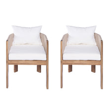 Load image into Gallery viewer, Matera - Patio Dining Chair (Set of 2) With Wraparound Back And Removable Cushion Cover - Teak / Beige