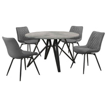 Load image into Gallery viewer, Vellux - 5 Piece Round Dining Table Set With Concrete Top Upholstered Chairs - Gunmetal